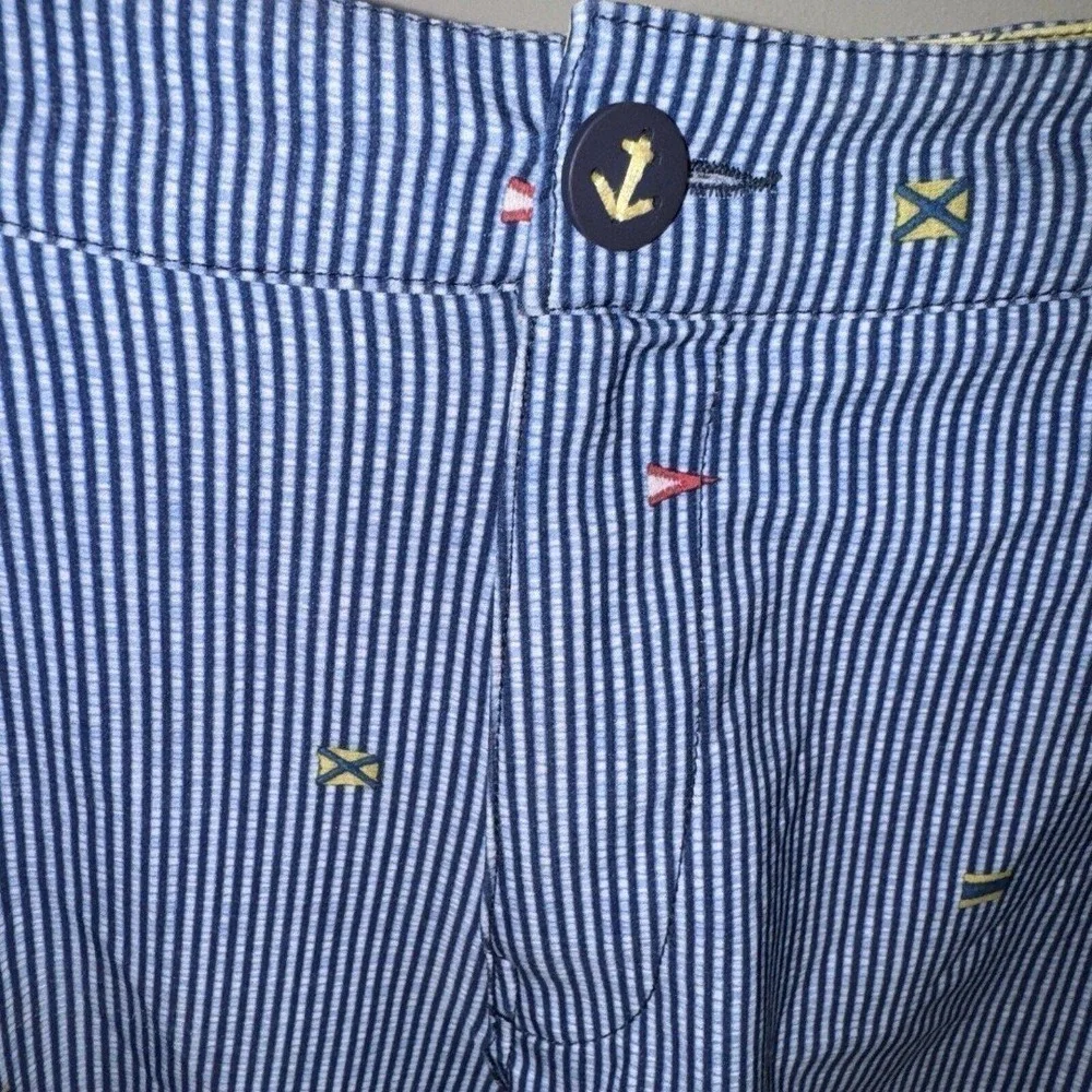 SPERRY Top Sider Blue & White Striped‎ Nautical Flag Hybrid Board Shorts Size 34